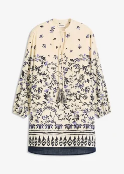 Kurzes Boho-Kleid im Leinen-Look