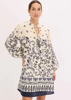 Kurzes Boho-Kleid im Leinen-Look