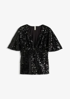 Kurzes Shirt mit Pailletten