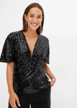 Kurzes Shirt mit Pailletten