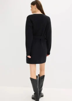 Kurzes Strickkleid mit softem Wollanteil und Gürtel