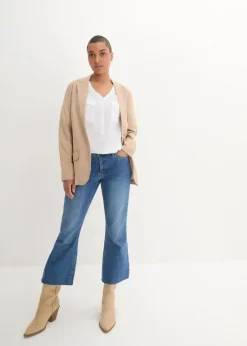 Langarm Bluse mit V-Ausschnitt aus fließender Viskose