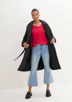 Langarm Bluse mit V-Ausschnitt aus fließender Viskose