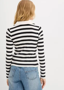 Langarm-Poloshirt aus Rippe