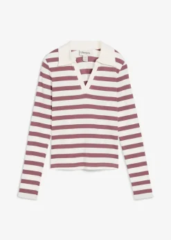 Langarm-Poloshirt aus Rippe