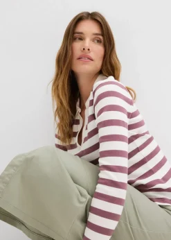 Langarm-Poloshirt aus Rippe