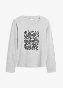 Langarmshirt aus Bio-Baumwolle mit dekorativem Print
