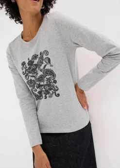 Langarmshirt aus Bio-Baumwolle mit dekorativem Print