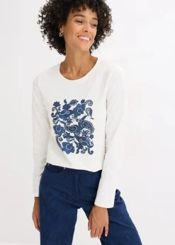 Langarmshirt aus Bio-Baumwolle mit dekorativem Print