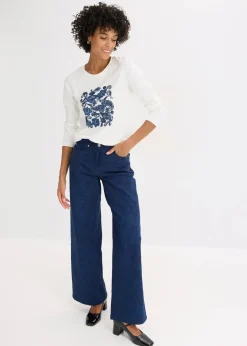 Langarmshirt aus Bio-Baumwolle mit dekorativem Print