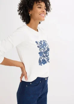 Langarmshirt aus Bio-Baumwolle mit dekorativem Print