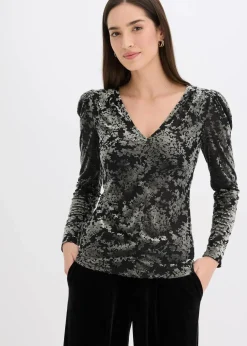 Langarmshirt aus Dévoré-Samt