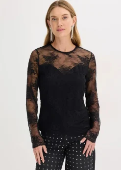 Langarmshirt aus feiner Spitze