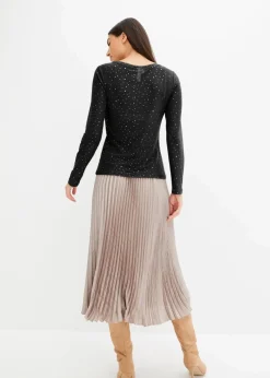 Langarmshirt aus Glitzer-Mesh