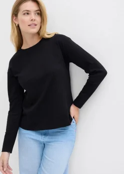 Langarmshirt aus reiner schwerer Bio-Baumwolle