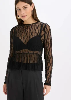 Langarmshirt aus Spitze