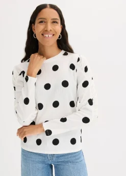 Langarmshirt aus strukturiertem Crêpe