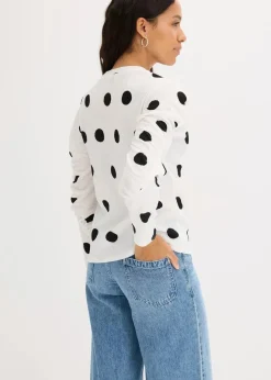 Langarmshirt aus strukturiertem Crêpe