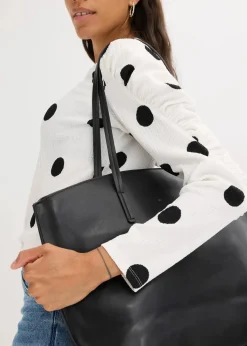 Langarmshirt aus strukturiertem Crêpe