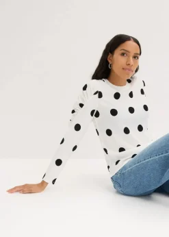 Langarmshirt aus strukturiertem Crêpe