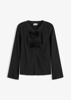 Langarmshirt aus strukturiertem Crêpe