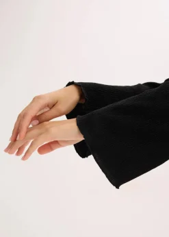 Langarmshirt aus strukturiertem Crêpe