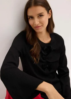 Langarmshirt aus strukturiertem Crêpe