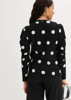 Langarmshirt aus strukturiertem Crêpe