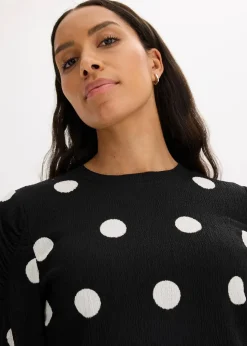 Langarmshirt aus strukturiertem Crêpe