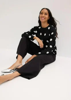 Langarmshirt aus strukturiertem Crêpe