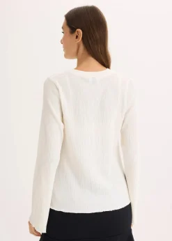 Langarmshirt aus strukturiertem Crêpe