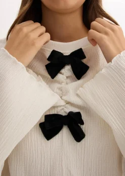 Langarmshirt aus strukturiertem Crêpe