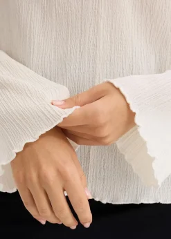 Langarmshirt aus strukturiertem Crêpe
