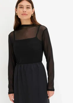 Langarmshirt aus transparentem Mesh
