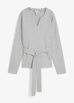 Langarmshirt mit breitem Bindeband aus Viskose-Mix