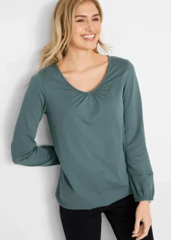 Langarmshirt mit Gummizug aus reiner Baumwolle