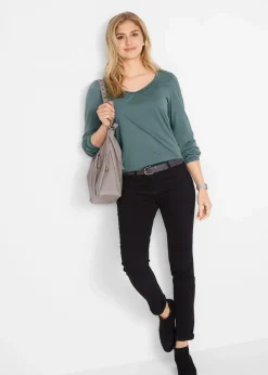 Langarmshirt mit Gummizug aus reiner Baumwolle