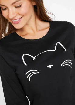Langarmshirt mit Katzendruck