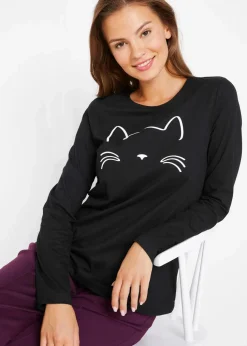Langarmshirt mit Katzendruck