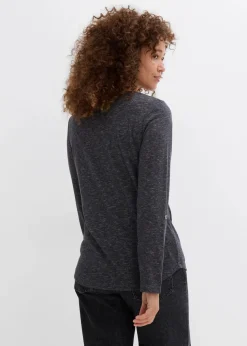 Langarmshirt mit Knopfleiste aus Baumwoll-Mix