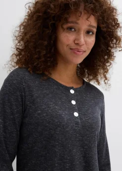 Langarmshirt mit Knopfleiste aus Baumwoll-Mix