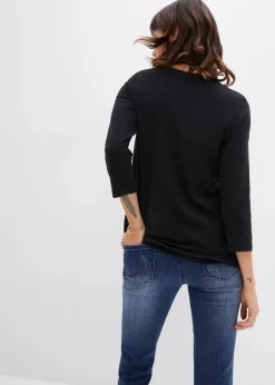 Langarmshirt mit Nieten und Druck