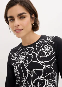 Langarmshirt mit Rosendruck