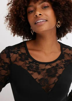 Langarmshirt mit Spitze