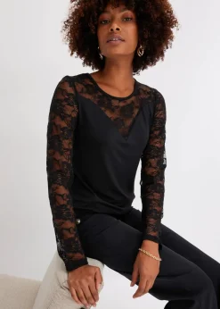 Langarmshirt mit Spitze