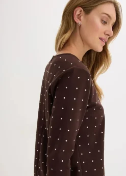 Langarmshirt mit Strass-Applikation