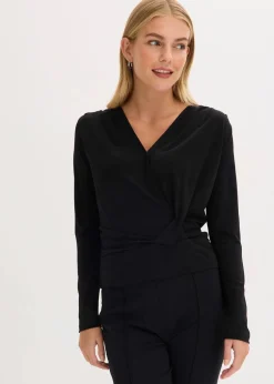 Langarmshirt mit tiefem Ausschnitt