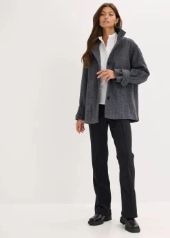 Lange Cabanjacke in Wolloptik