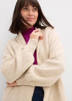 Langer Strickmantel in Hairy Optik