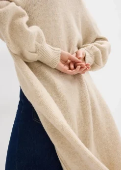 Langer Strickmantel in Hairy Optik